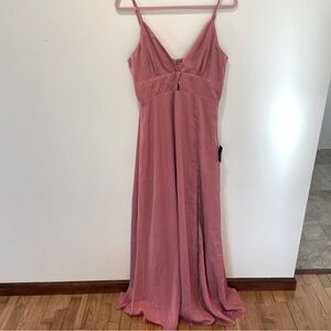 NWT Lulus blush pink silk maxi dress with slit